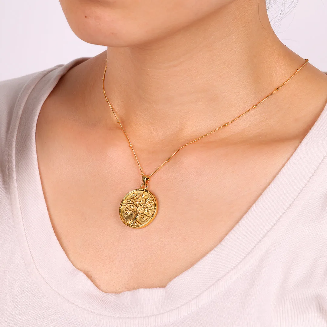 Tree of Life Vermeil Coin Pendant Necklace sold by Mint & Lilly product image thumbnail 3