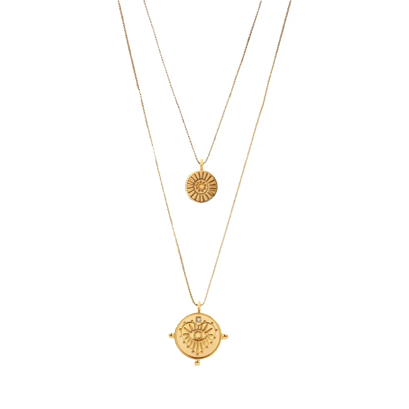 Layered Evil Eye Coin Necklace made by Mint & Lilly