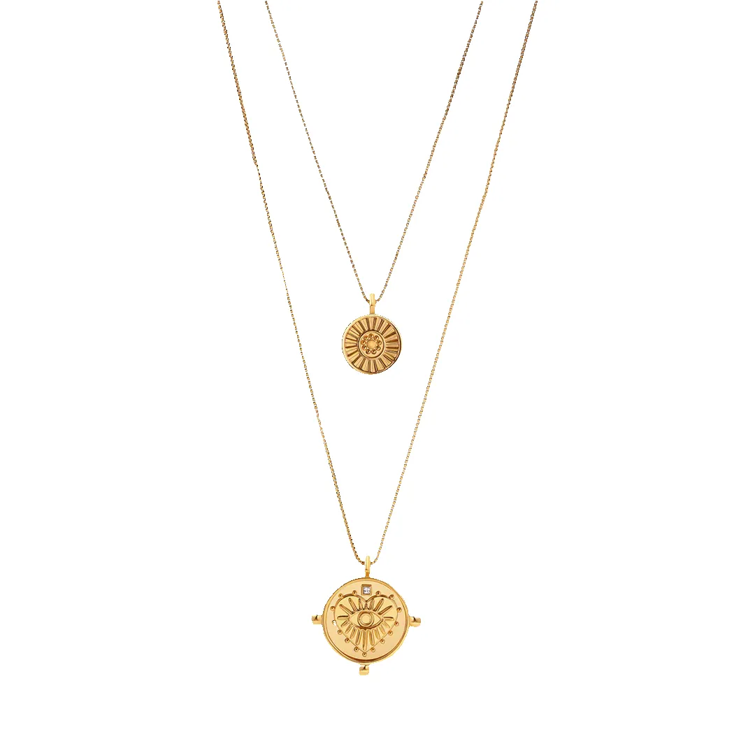 Layered Evil Eye Coin Necklace sold by Mint & Lilly
