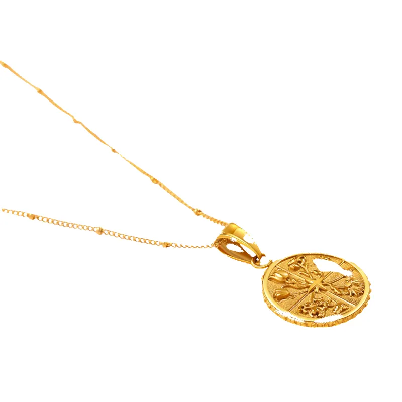 Floral Coin Pendant Necklace made by Mint & Lilly