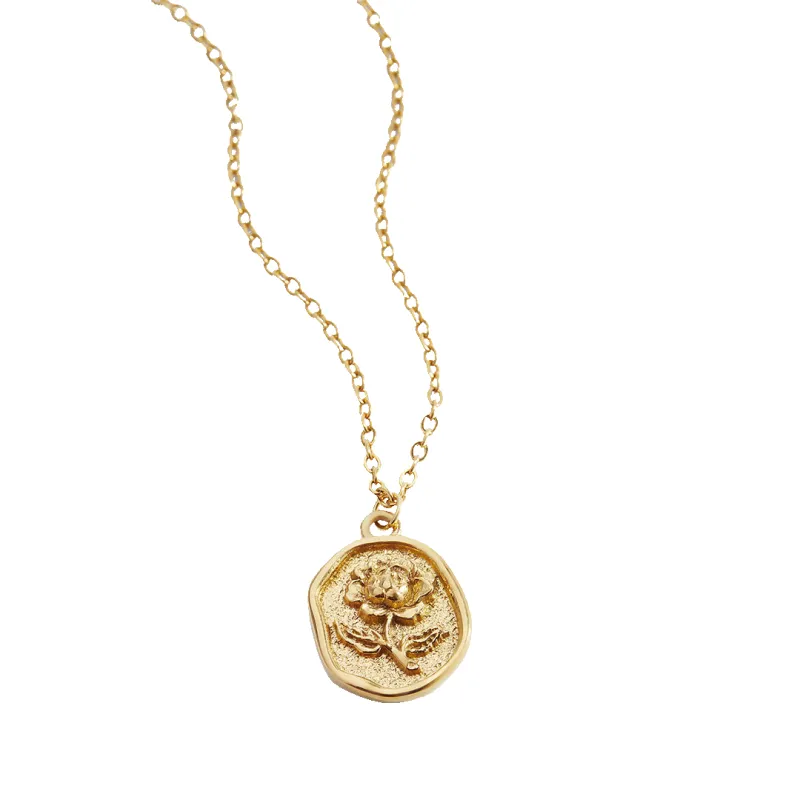 Stamped Rose Pendant Necklace made by Mint & Lilly