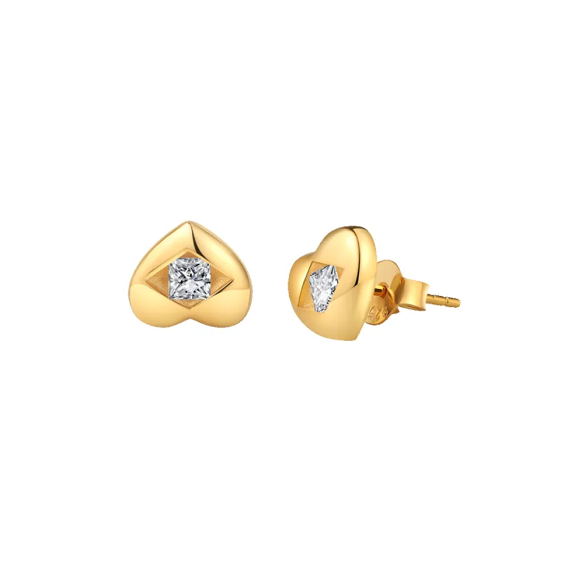 Diamond Heart Stud Earrings made by Mint & Lilly