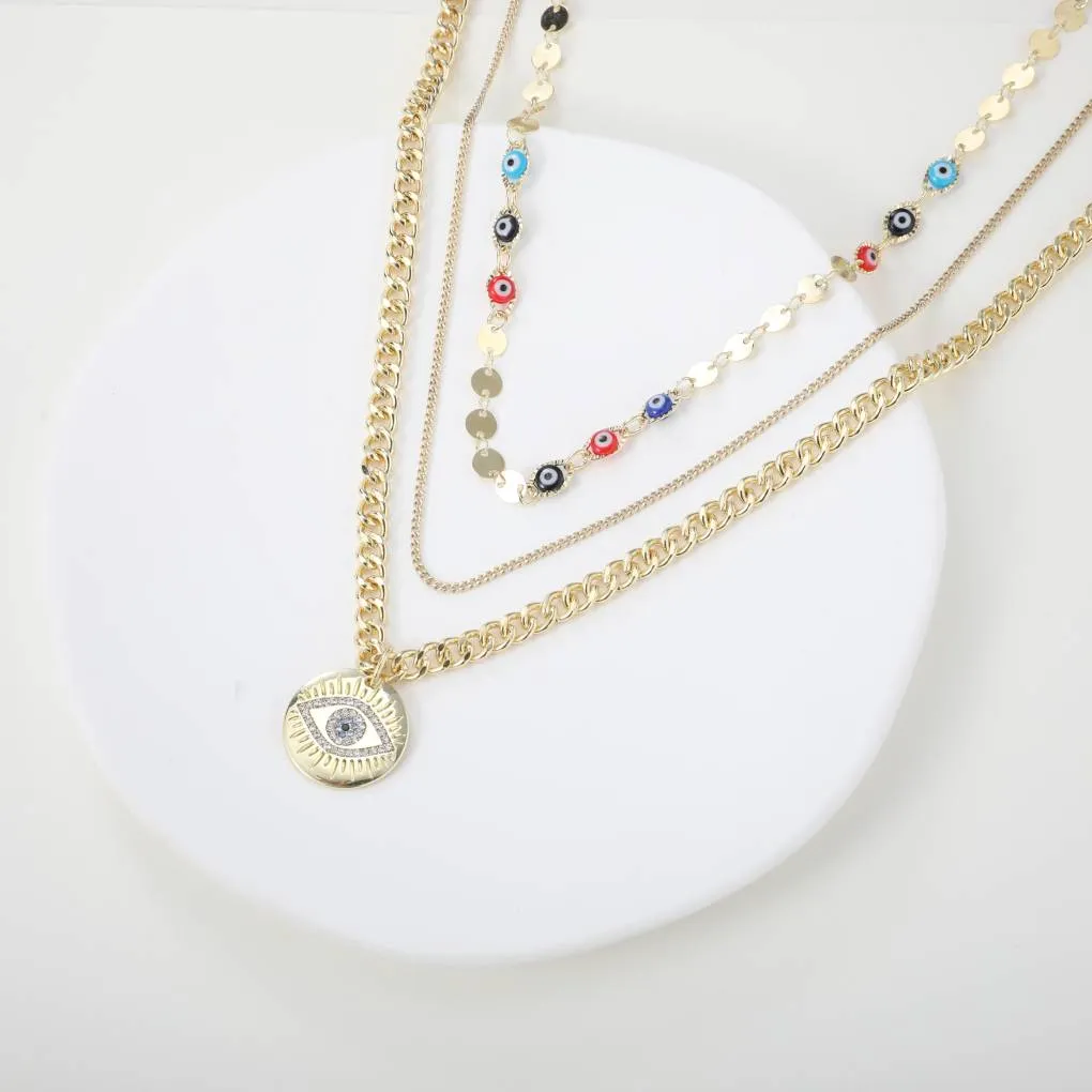 Evil Eye Curb Chains Stacked Necklace sold by Mint & Lilly product image thumbnail 4