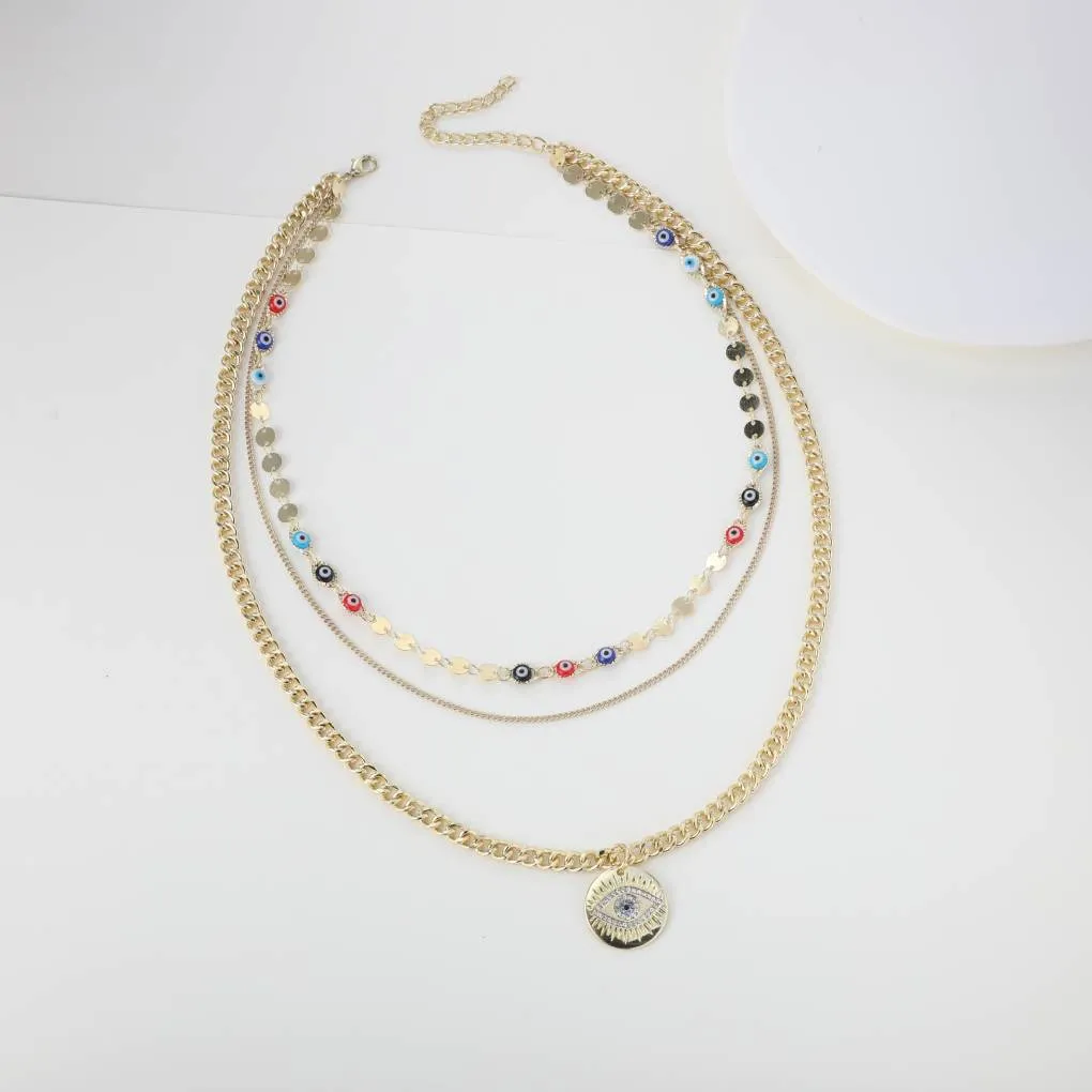 Evil Eye Curb Chains Stacked Necklace sold by Mint & Lilly product image thumbnail 3