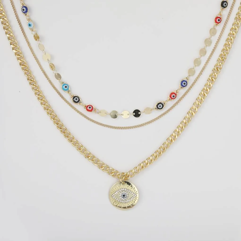 Evil Eye Curb Chains Stacked Necklace sold by Mint & Lilly product image thumbnail 5