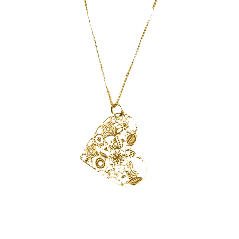 Cut Out Floral Heart Necklace made by Mint & Lilly
