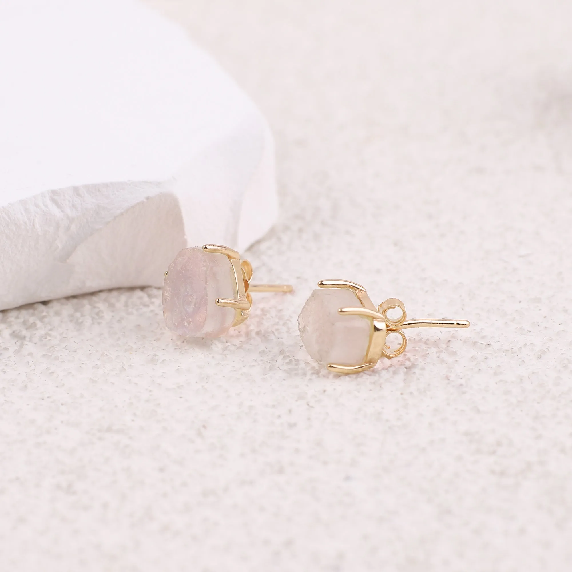 Moonstone Stud Earrings sold by Mint & Lilly product image thumbnail 4