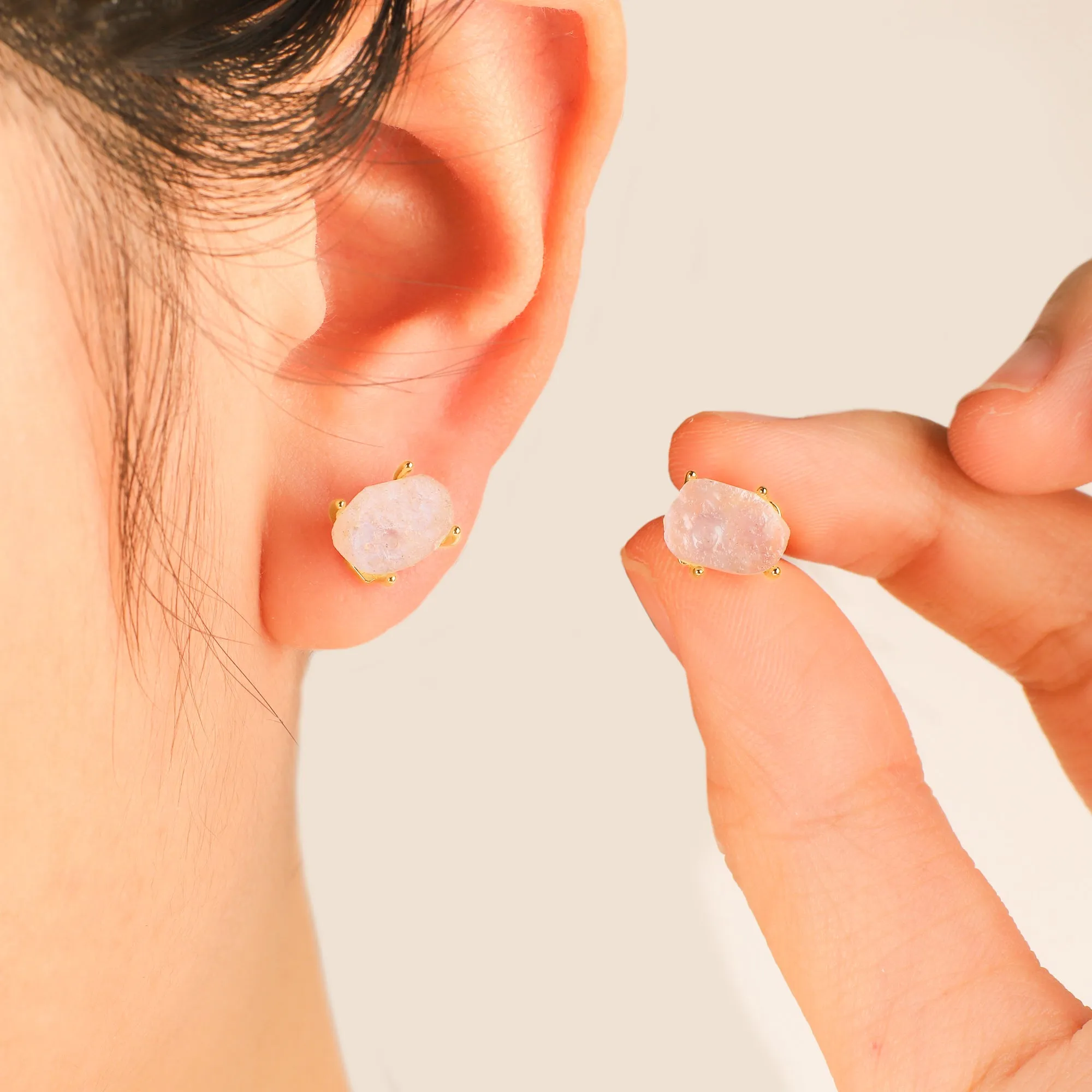Moonstone Stud Earrings sold by Mint & Lilly product image thumbnail 3