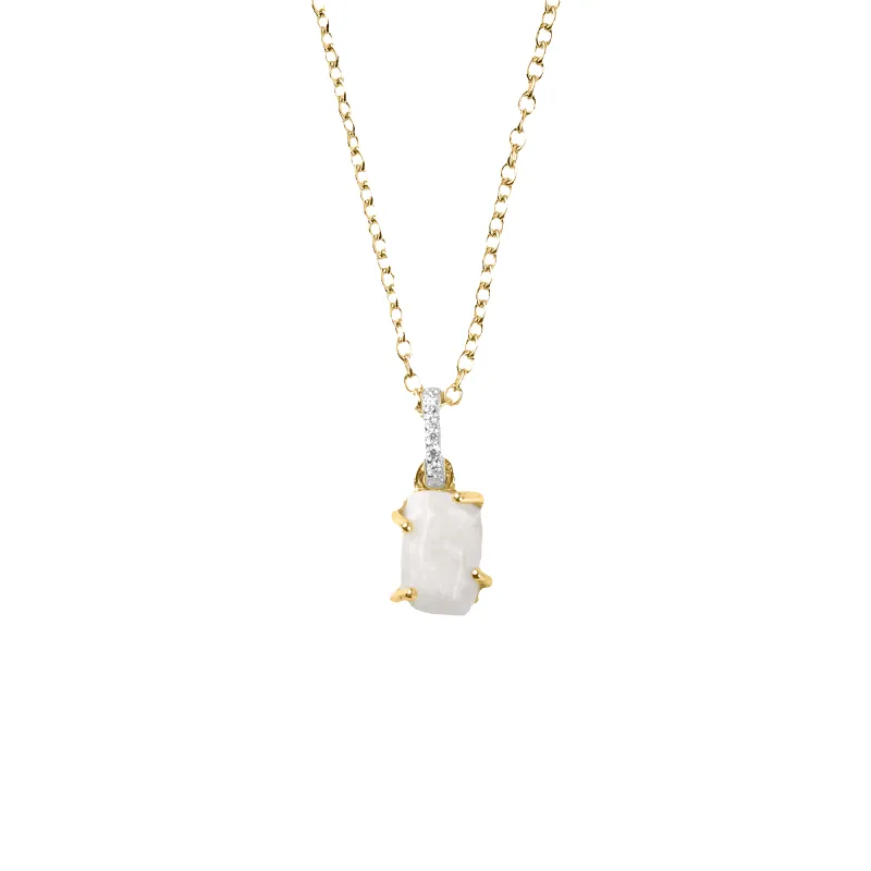 Raw Moonstone Pave Link Pendant Necklace made by Mint & Lilly