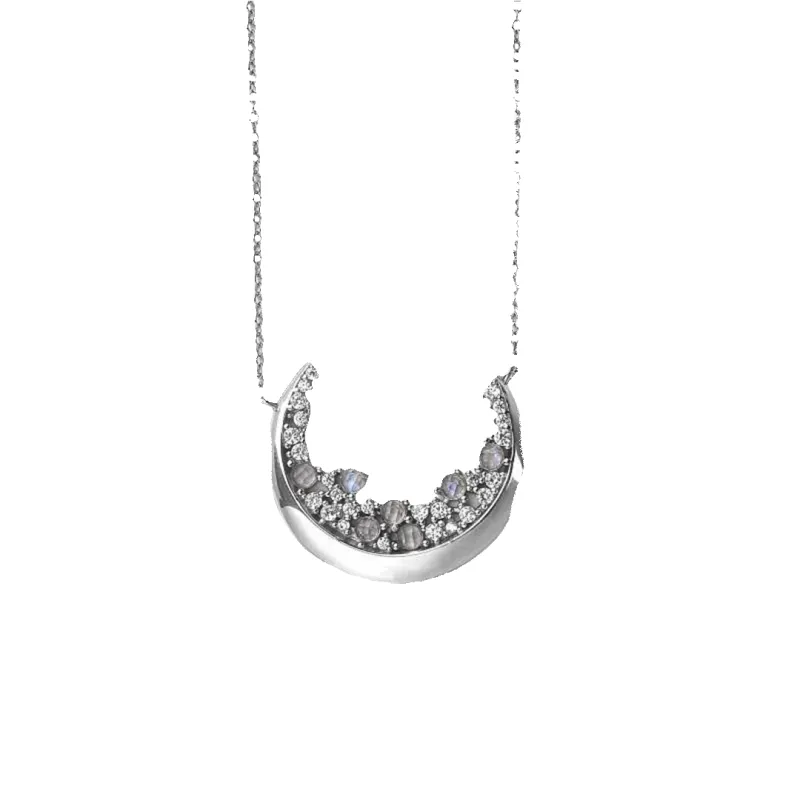 Crescent Moonstone Pendant Necklace made by Mint & Lilly