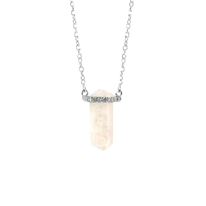 Moonstone Point Pave Pendant Necklace made by Mint & Lilly