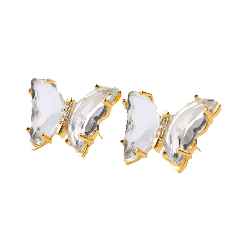 Crystal Butterfly Stud Earrings made by Mint & Lilly