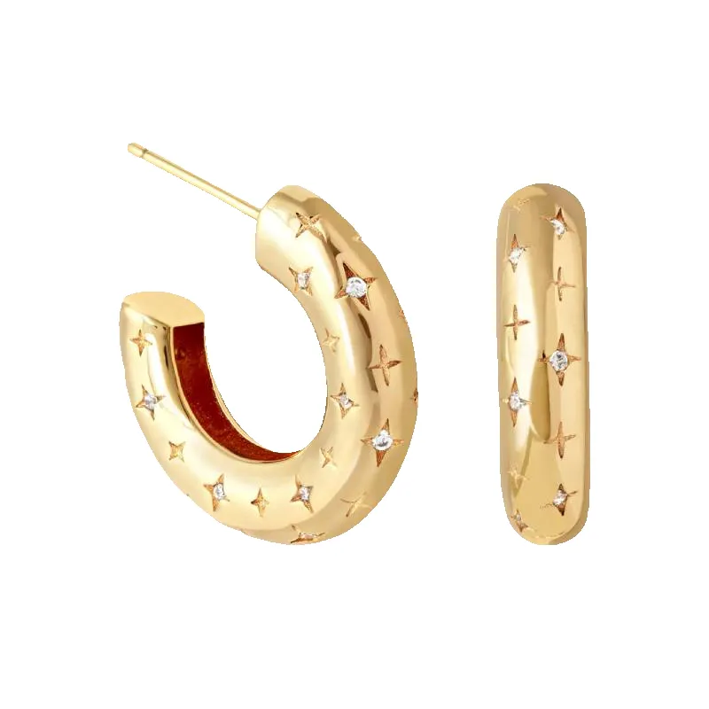Falling Stars Dome Hoops made by Mint & Lilly