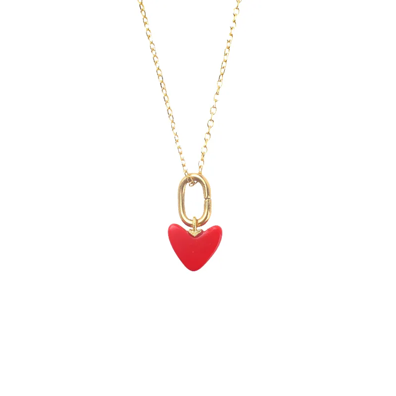 Red Enamel Heart Necklace made by Mint & Lilly