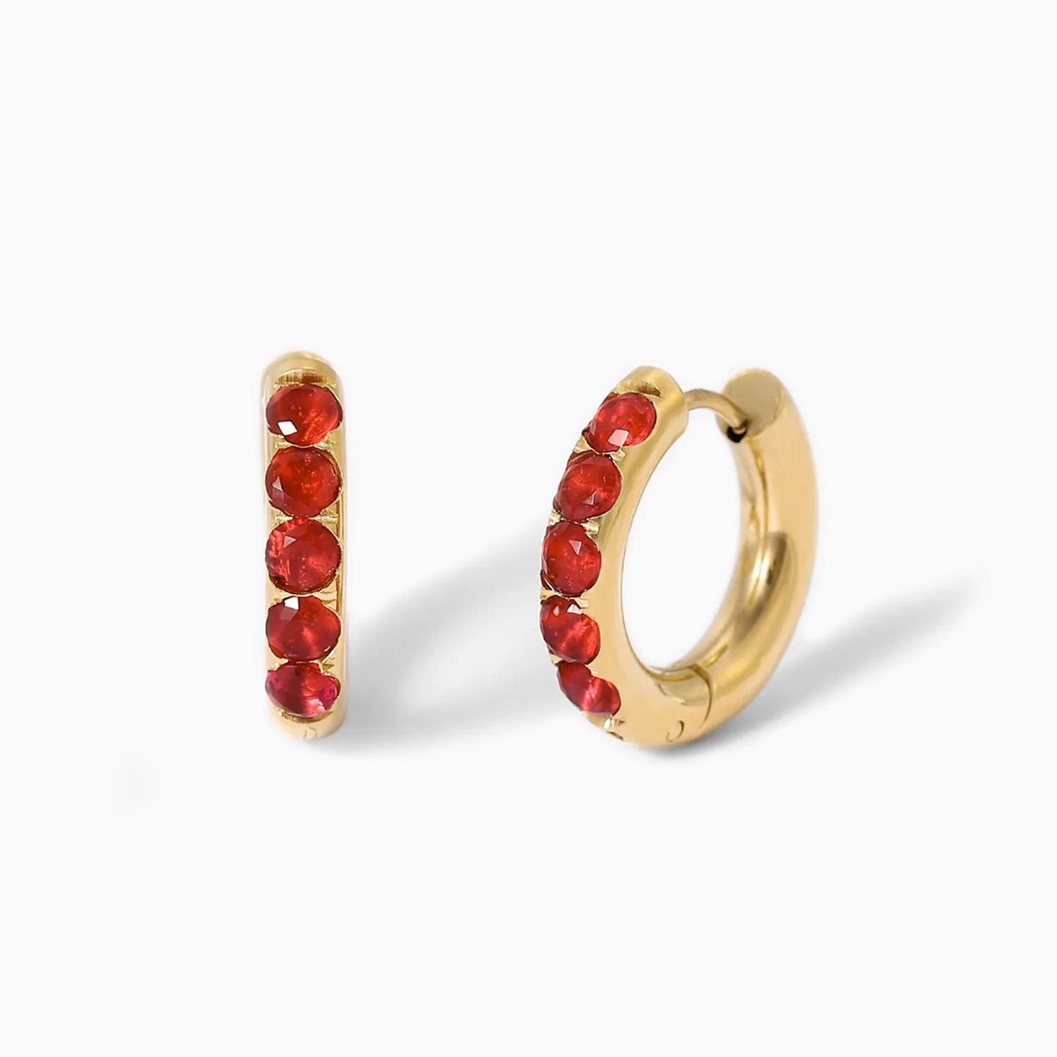 Chunky Gemstone Huggie Hoop Earrings sold by Mint & Lilly product image thumbnail 2