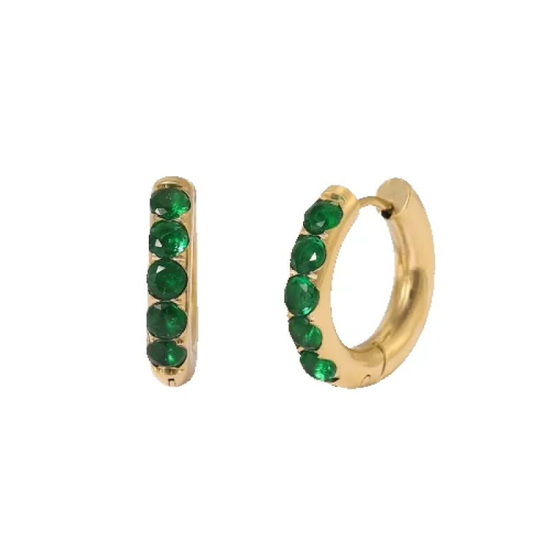 Chunky Gemstone Huggie Hoop Earrings made by Mint & Lilly