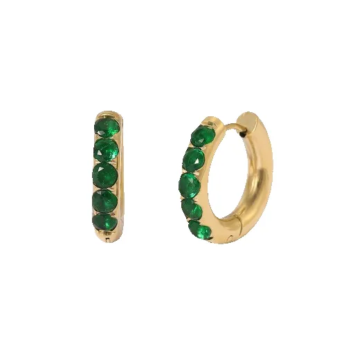 Chunky Gemstone Huggie Hoop Earrings sold by Mint & Lilly