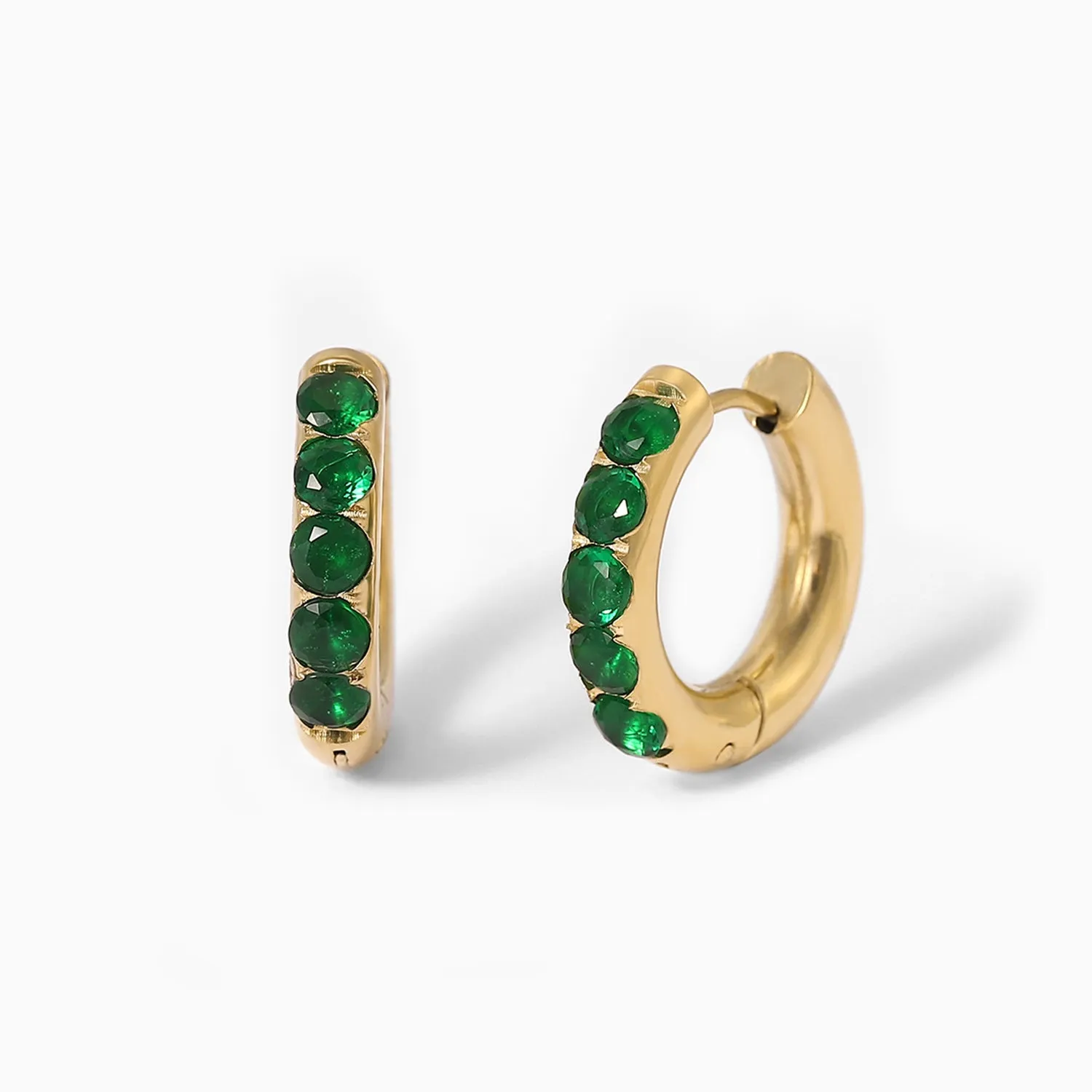 Chunky Gemstone Huggie Hoop Earrings sold by Mint & Lilly product image thumbnail 4