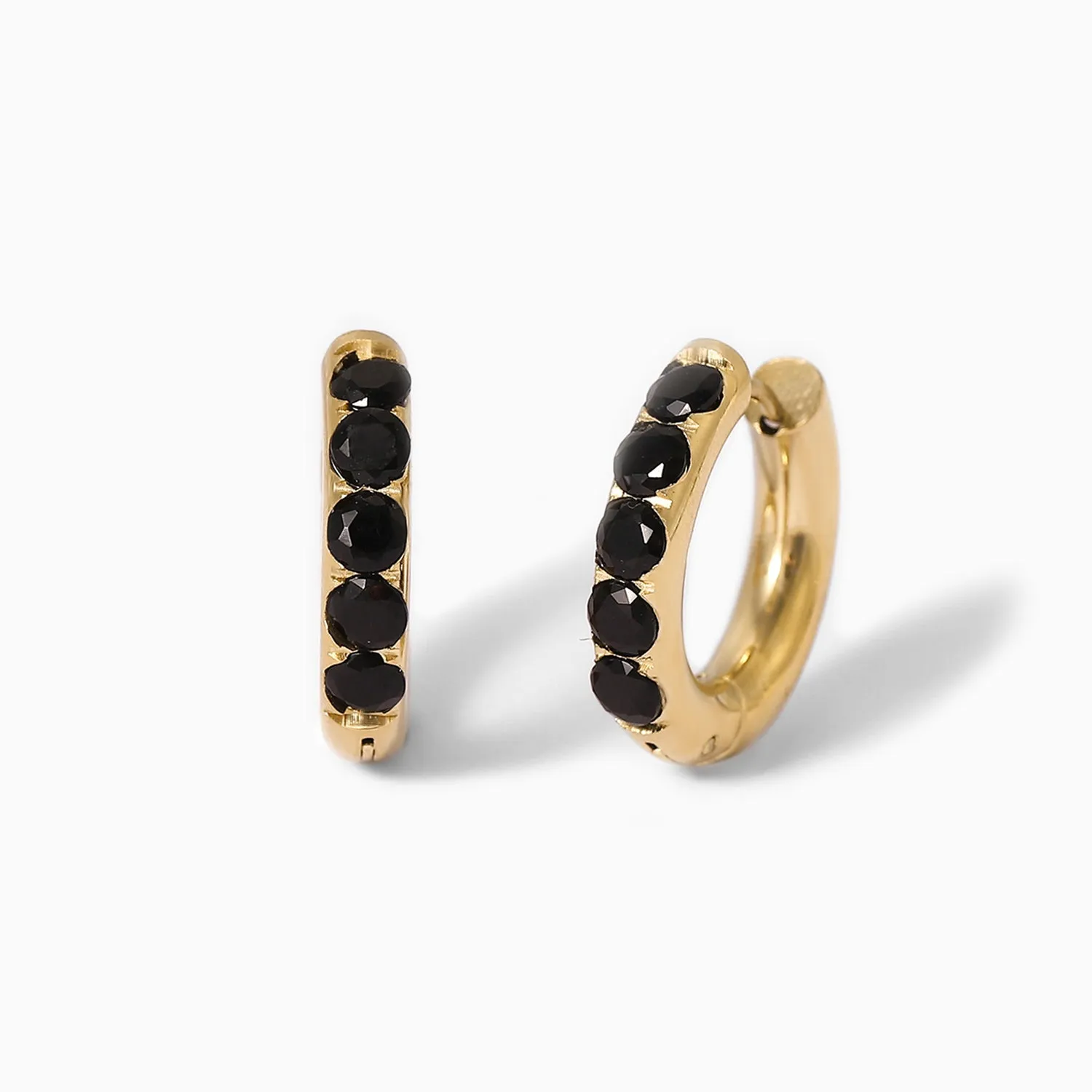 Chunky Gemstone Huggie Hoop Earrings sold by Mint & Lilly product image thumbnail 5