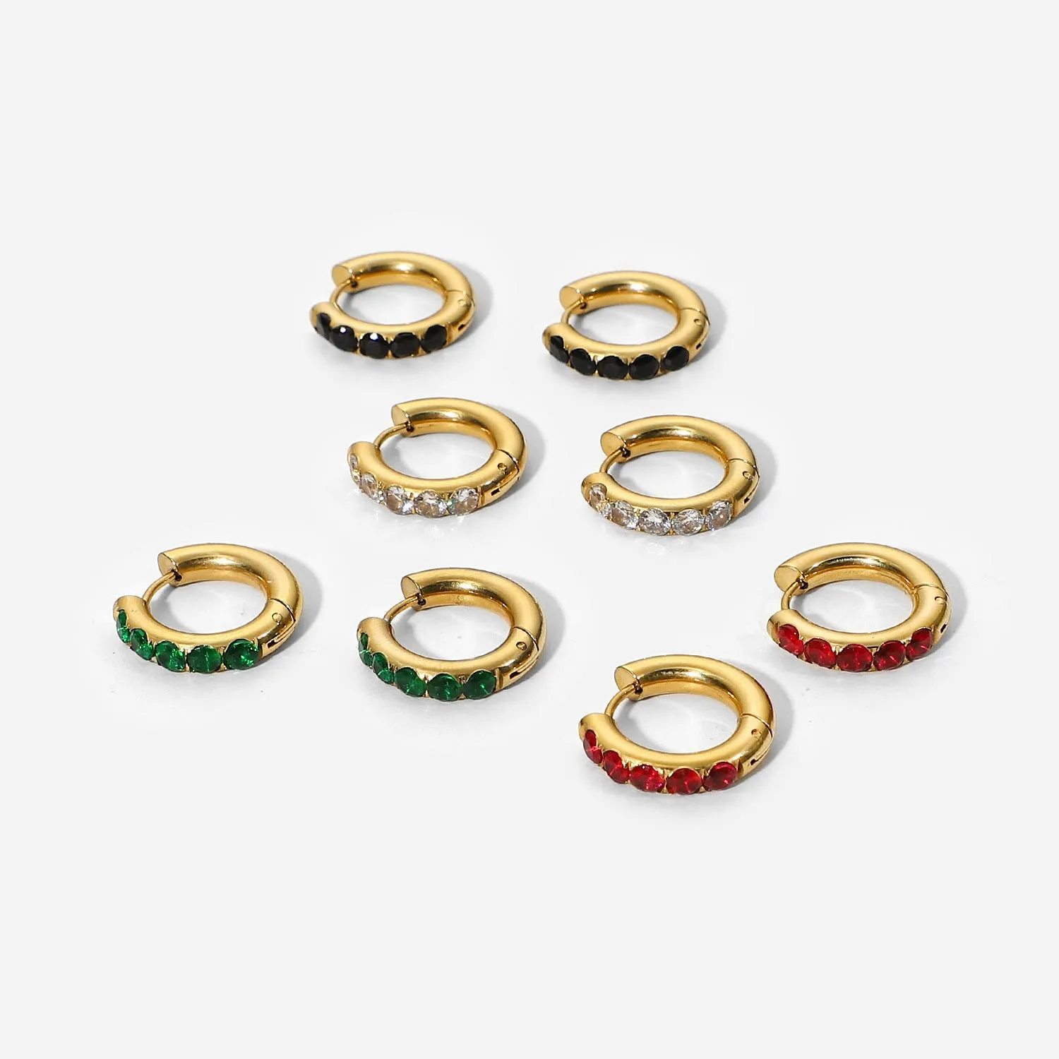 Chunky Gemstone Huggie Hoop Earrings sold by Mint & Lilly product image thumbnail 3