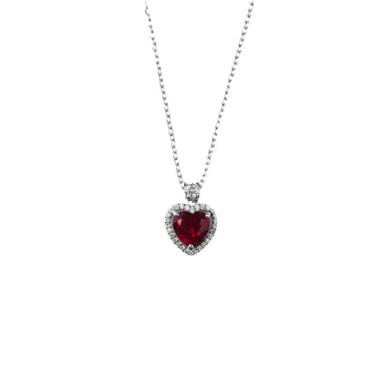Halo Heart Gemstone Necklace made by Mint & Lilly
