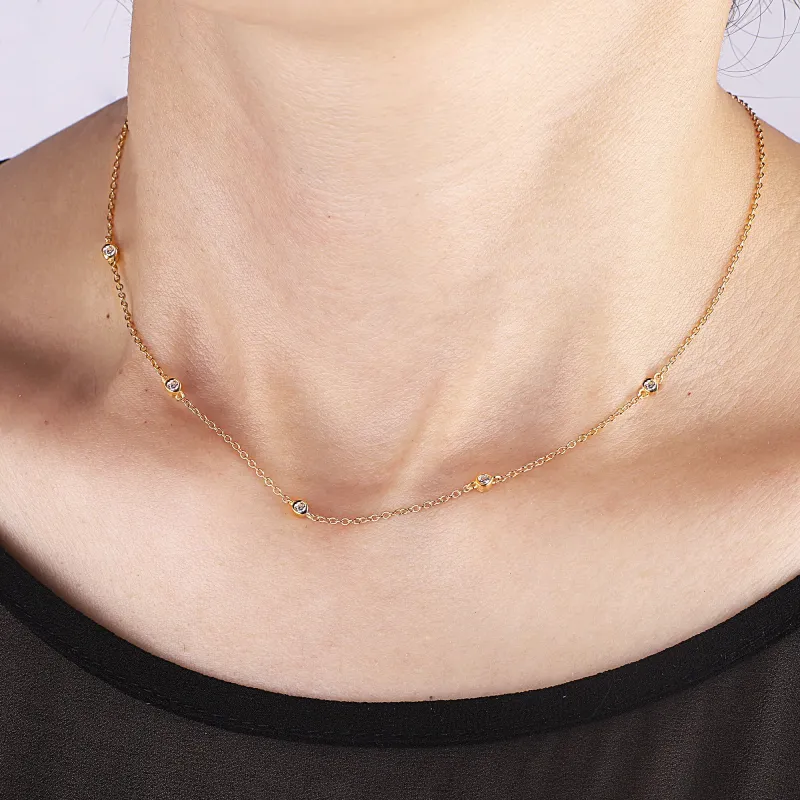 Bezel-Set Five Crystal Necklace made by Mint & Lilly