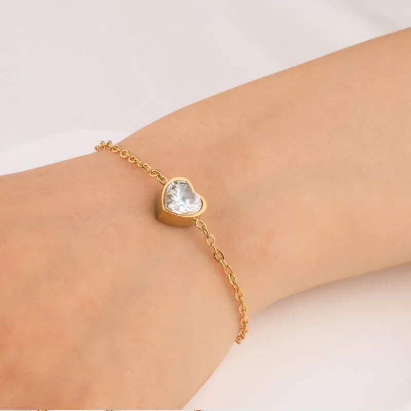 Dainty Heart Birthstone Bracelet sold by Mint & Lilly product image thumbnail 3