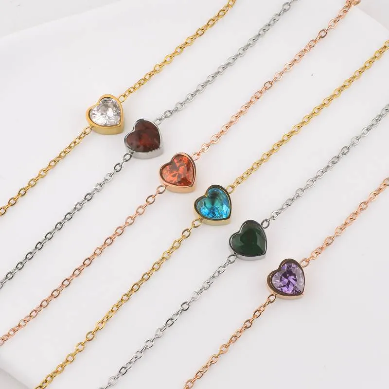 Dainty Heart Birthstone Bracelet sold by Mint & Lilly product image thumbnail 5
