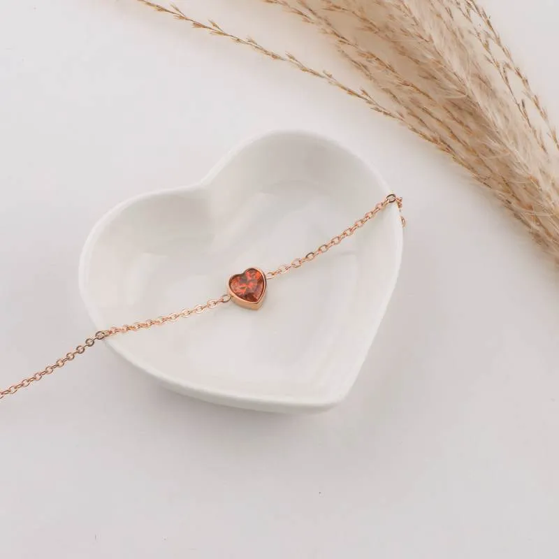 Dainty Heart Birthstone Bracelet made by Mint & Lilly