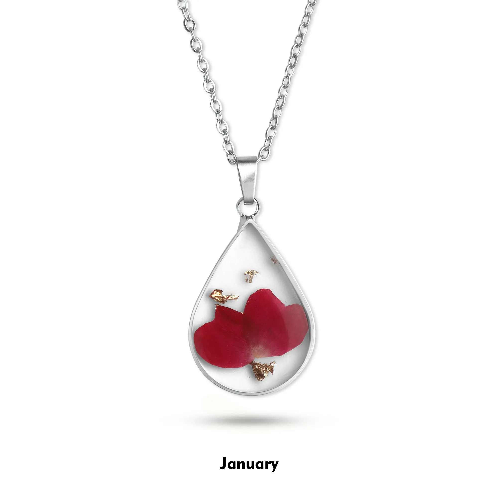 Pressed Birth Flower Droplet Necklace sold by Mint & Lilly product image thumbnail 4