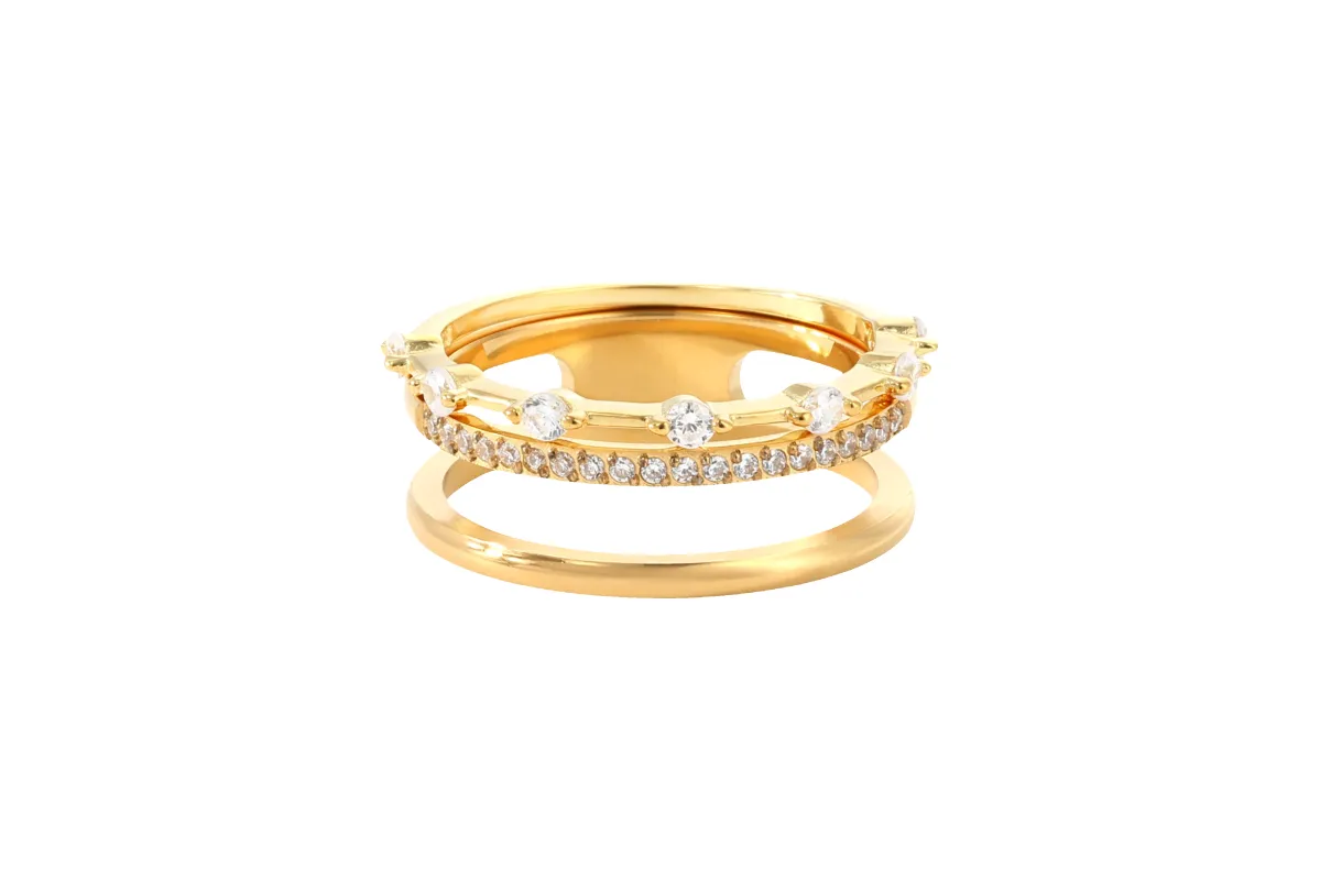 Double Band Pave + Floating Eternity Ring Stack made by Mint & Lilly
