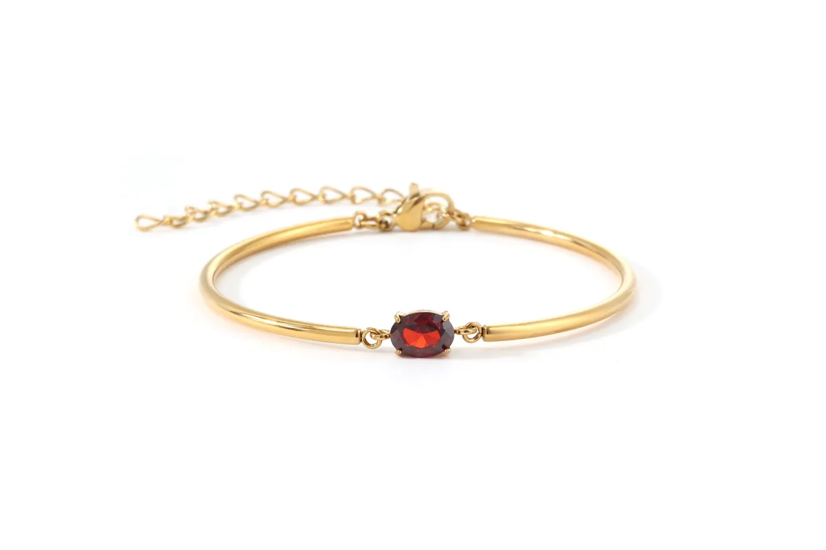Oval Birthstone Cuff Bracelet made by Mint & Lilly