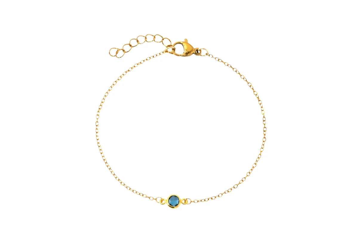 Dainty Bezel Birthstone Bracelet made by Mint & Lilly