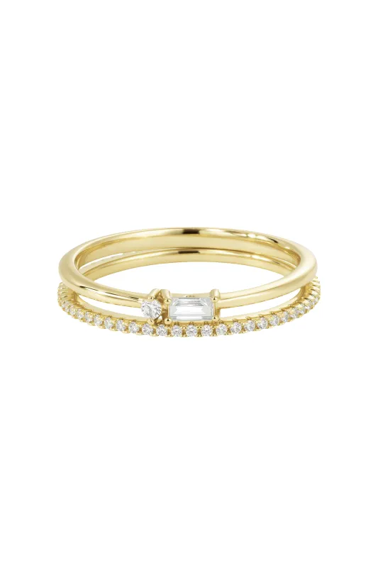 Eternity Diamond & Dainty Baguette Ring Stack made by Mint & Lilly