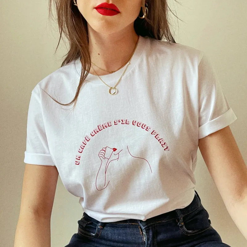Le T-shirt Un Café Crème S'il Vous Plait sold by Amour Singulier