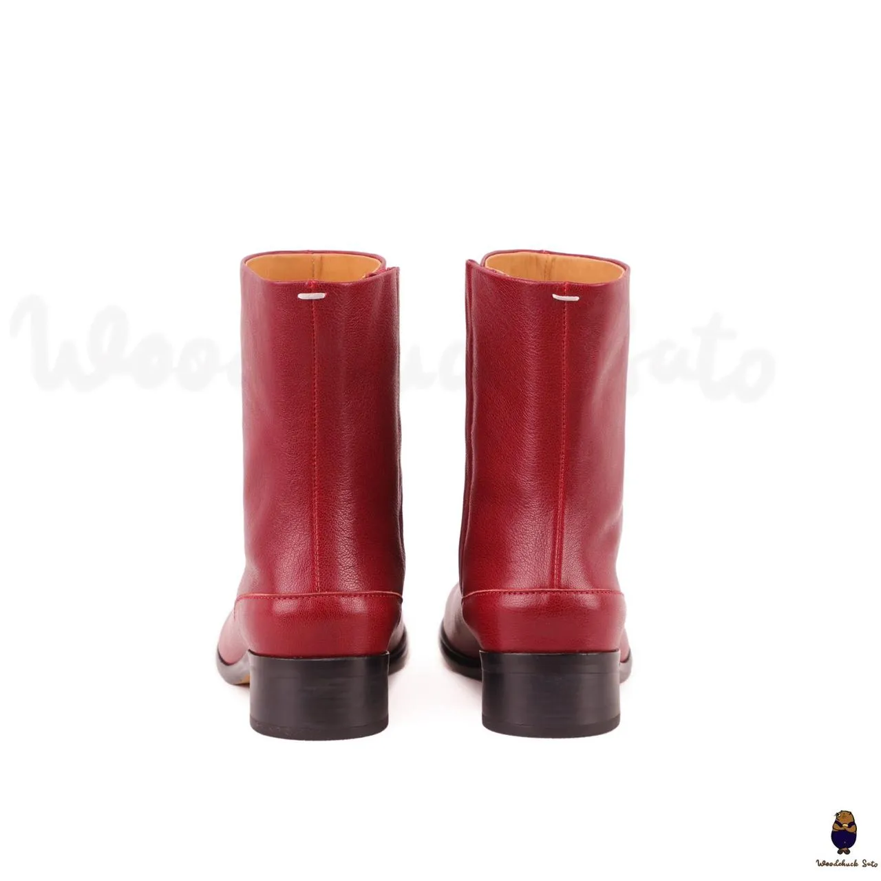 WoodchuckSato Crimson Red Cow Leather Tabi Ankle Boots with 3 cm Heel sold by WoodChuckSato product image thumbnail 3