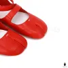 WoodChuckSato Women's Men's Bright Red Tabi Split-Toe Sheep Leather Mary Jane Shoes with Buckle Strap Sizes EU 35-44 sold by WoodChuckSato