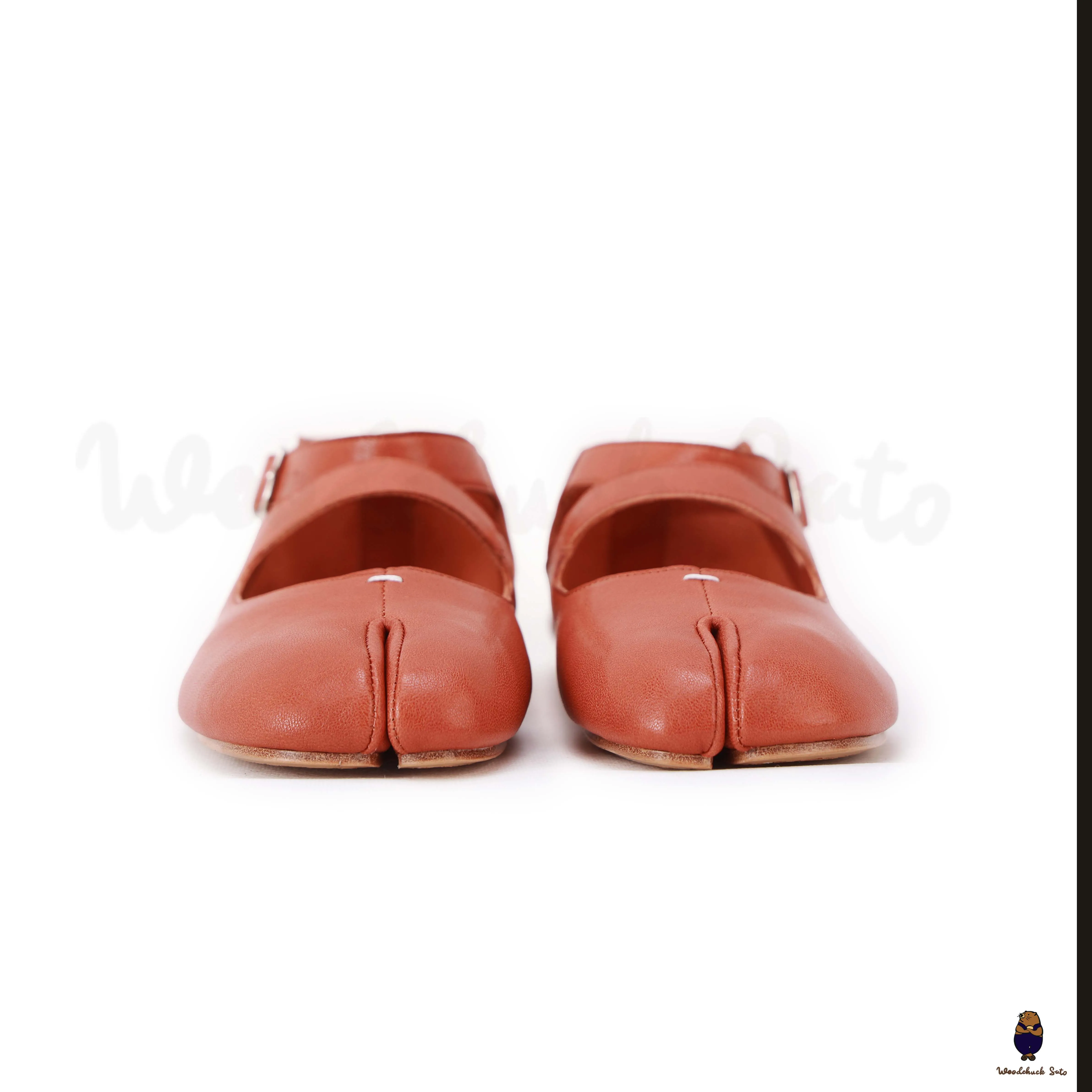 WoodChuckSato Women's Men's Brick Red Tabi Split-Toe Sheep Leather Mary Jane Shoes with Buckle Strap Sizes EU 35-44 sold by WoodChuckSato product image thumbnail 3