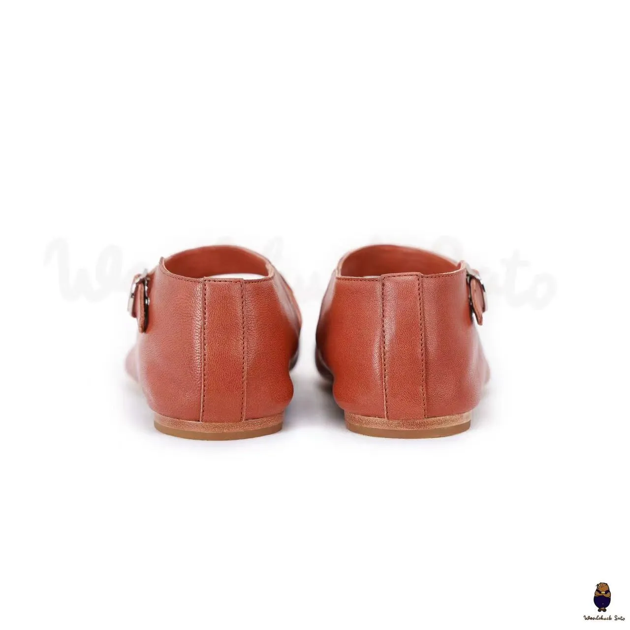 WoodChuckSato Women's Men's Brick Red Tabi Split-Toe Sheep Leather Mary Jane Shoes with Buckle Strap Sizes EU 35-44 sold by WoodChuckSato product image thumbnail 4