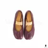 WoodChuckSato Women's Men's Burgundy Tabi Split-Toe "Distressed" Leather Ballet Flats with Elastic Band Sizes EU 35-45 sold by WoodChuckSato
