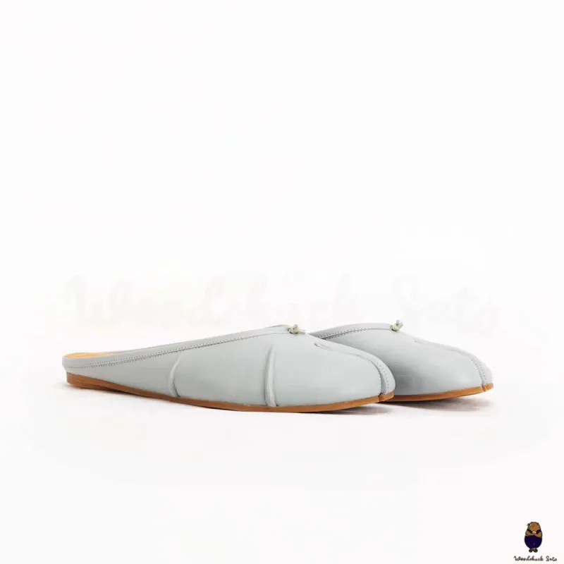 WoodChuckSato Women's Men's Light Blue Tabi Split-Toe "Distressed" Leather Ballet Mule Shoes Sizes EU 35-45 sold by WoodChuckSato