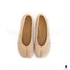 WoodChuckSato Women's Men's Beige Tabi Split-Toe "Distressed" Leather Ballet Flats Sizes EU 35-45 sold by WoodChuckSato
