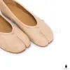 WoodChuckSato Women's Men's Beige Tabi Split-Toe "Distressed" Leather Ballet Flats Sizes EU 35-45 sold by WoodChuckSato