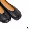 WoodChuckSato Women's Men's Black Tabi Split-Toe "Distressed" Leather Ballet Flats Sizes EU 35-45 sold by WoodChuckSato