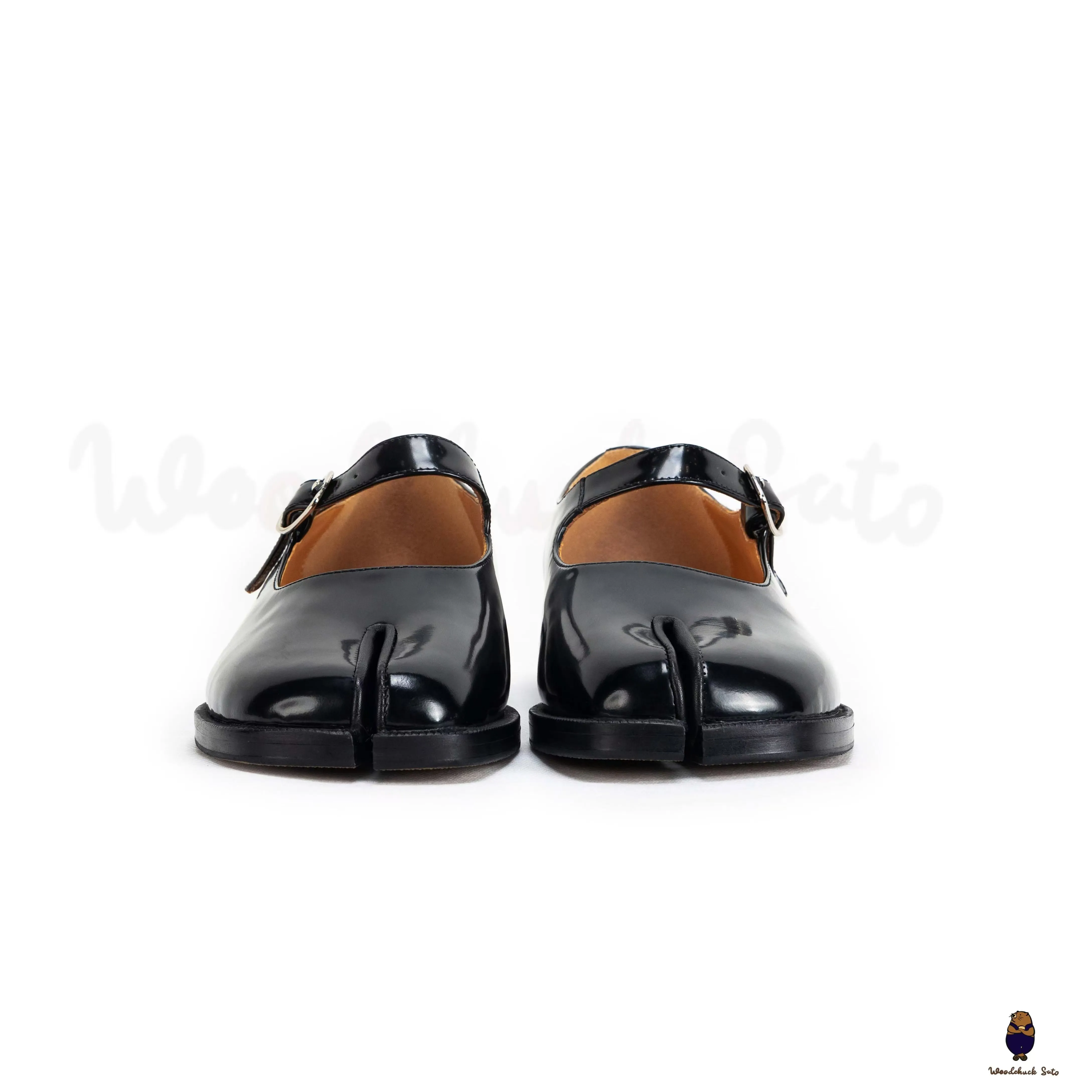 WoodchuckSato Black Edge-Beaded Cowhide Leather Tabi Mary Jane Shoes sold by WoodChuckSato product image thumbnail 3
