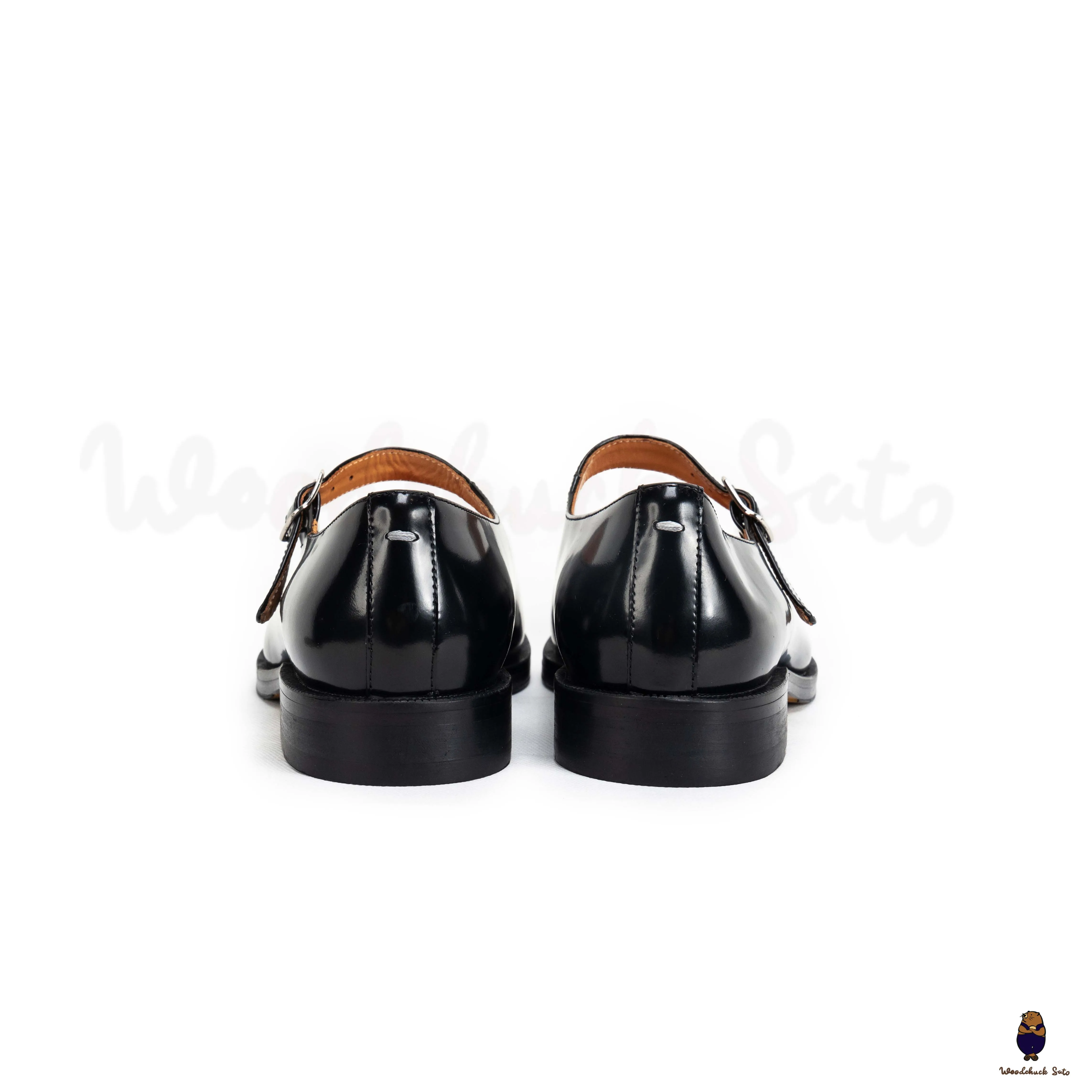 WoodchuckSato Black Edge-Beaded Cowhide Leather Tabi Mary Jane Shoes sold by WoodChuckSato product image thumbnail 4