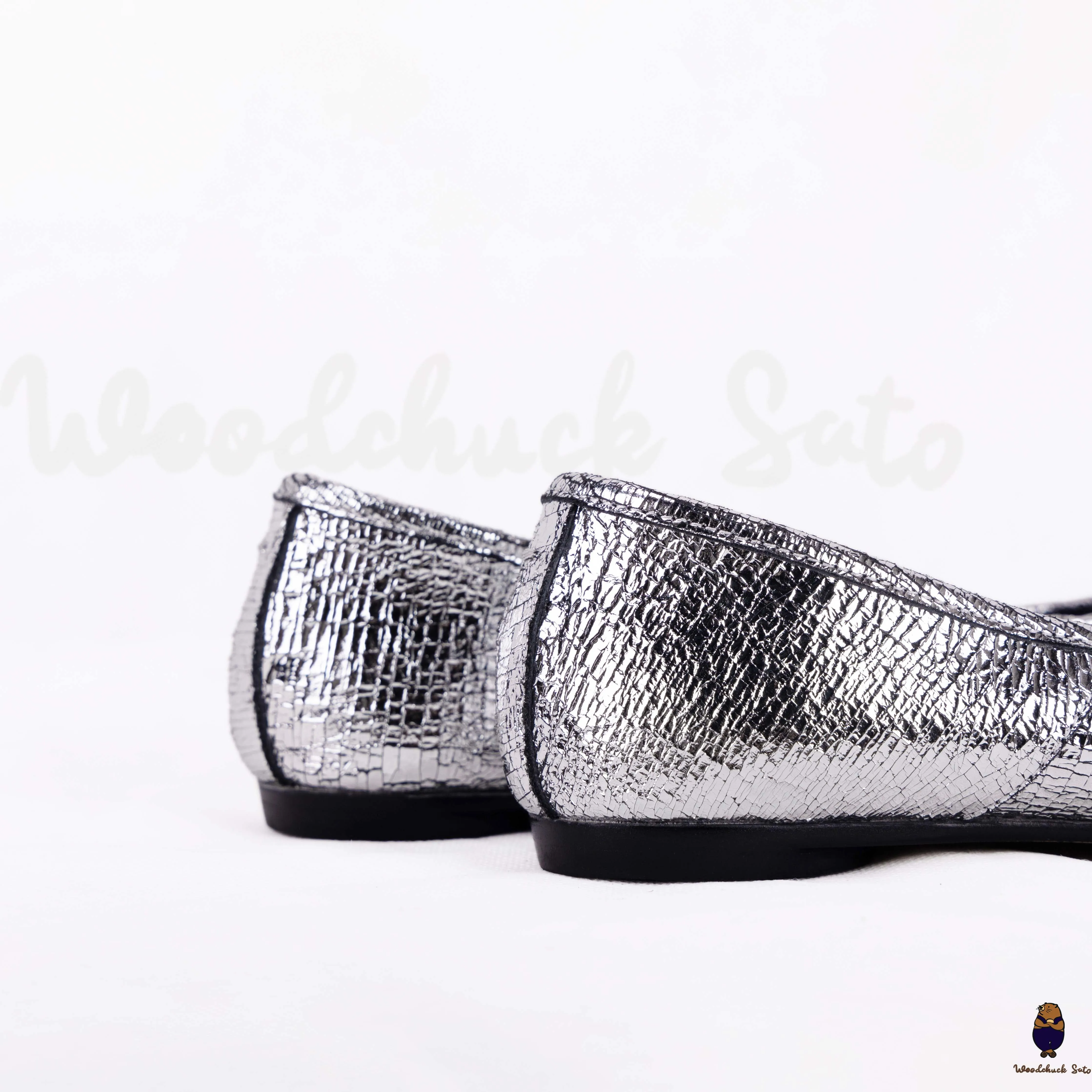 WoodchuckSato Cracked Silver Cow Leather Tabi Split-Toe Ballet Flats sold by WoodChuckSato product image thumbnail 4