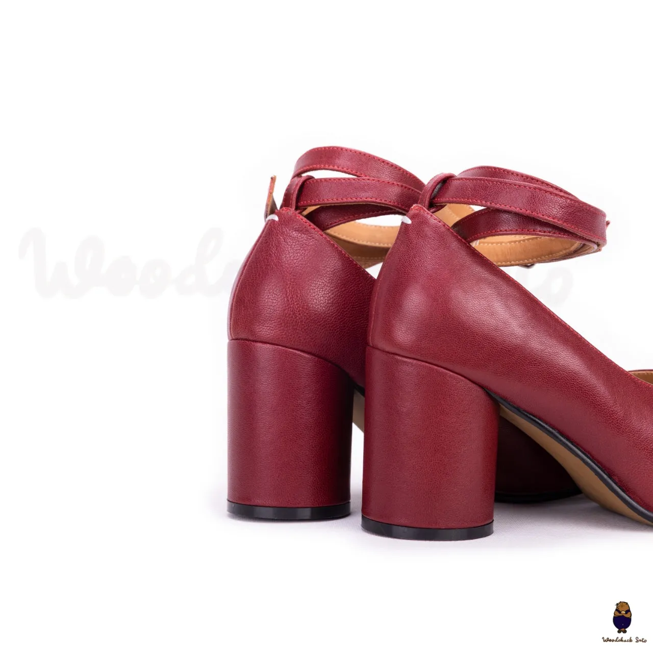 WoodchuckSato Burgundy Sheep Leather Tabi 8 cm Heels with Ankle Strap sold by WoodChuckSato product image thumbnail 5