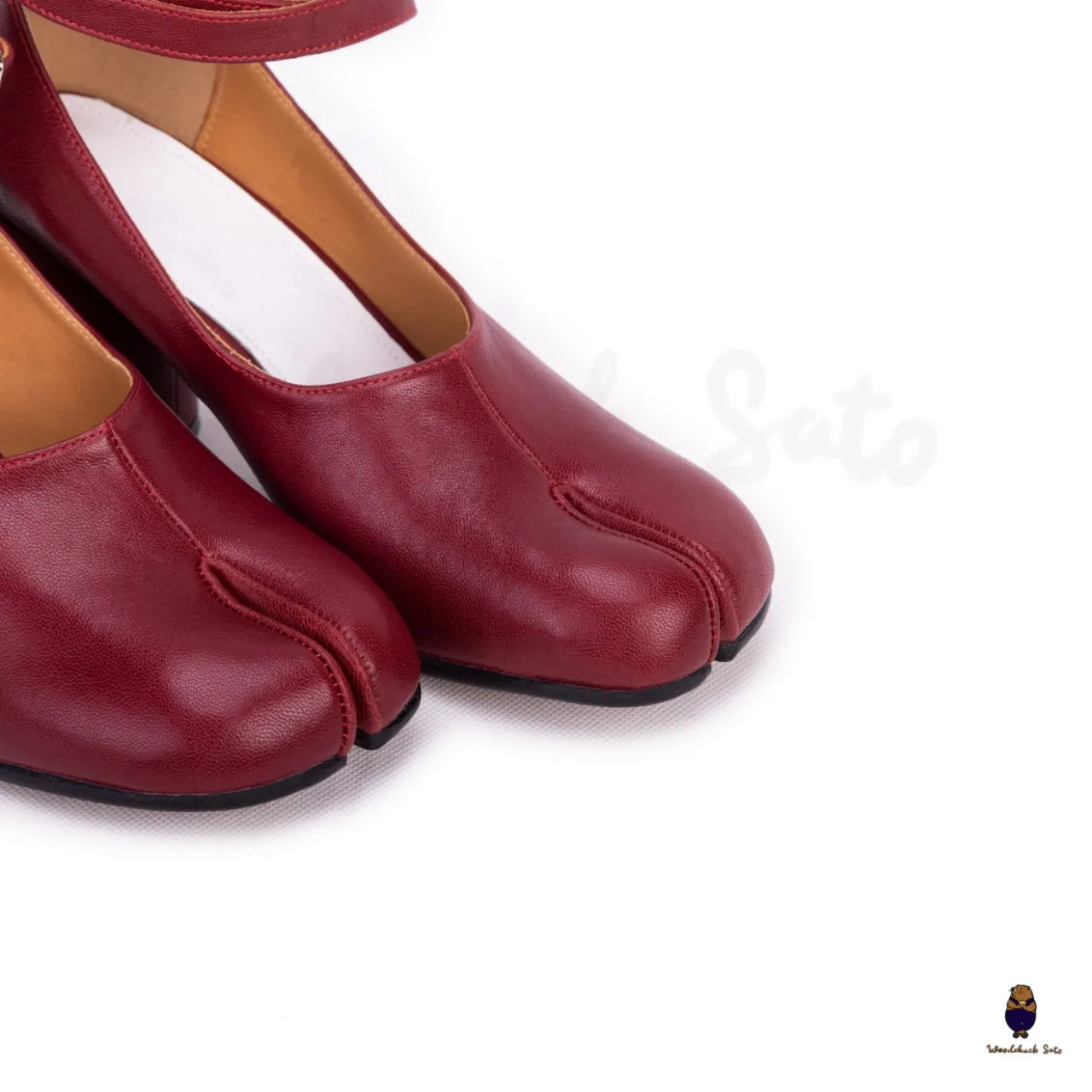 WoodchuckSato Burgundy Sheep Leather Tabi 8 cm Heels with Ankle Strap sold by WoodChuckSato product image thumbnail 4