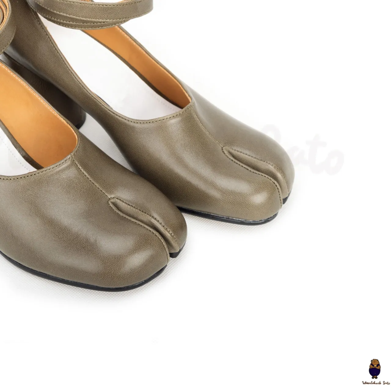 WoodchuckSato Olive Green Cow Leather Tabi 8 cm Heels with Ankle Strap sold by WoodChuckSato product image thumbnail 5